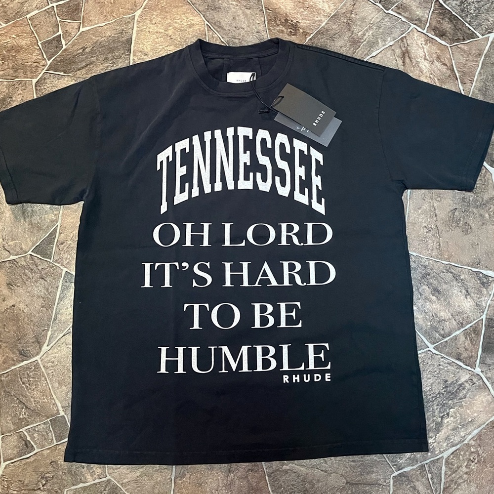 Authentic Rhude Black Tennessee Oh Lord Graphic T-Shirt
